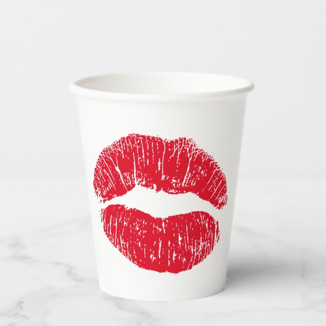 Red Kissing Lips Paper Cups (Front)