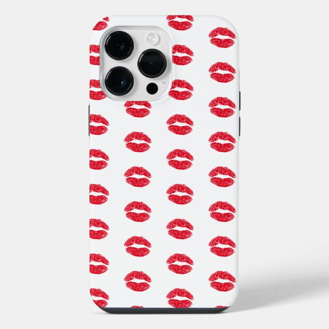 Red Kissing Lips Pattern iPhone Case (Back)
