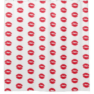Red Kissing Lips Shower Curtain