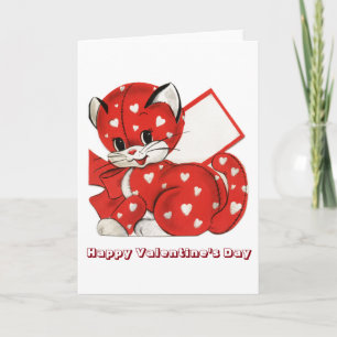 Red Kitten Valentine Greeting Card