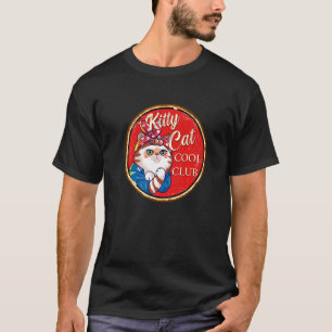 Red Kitty Cat Cool Club Patch For Men Women Crazy T-Shirt