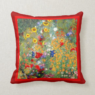 Red Klimt Style Garden Pillow by Sharles