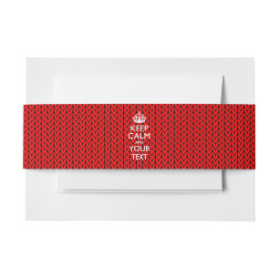 Red Knit Chevrons KEEP CALM AND Your Creative Text Invitation Belly Band