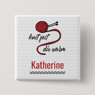 Red Knit Fast, Die Warm 15 Cm Square Badge