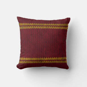 Red Knit-look Stripe Pattern Cushion