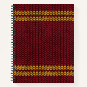 Red Knit-look Stripe Pattern Notebook