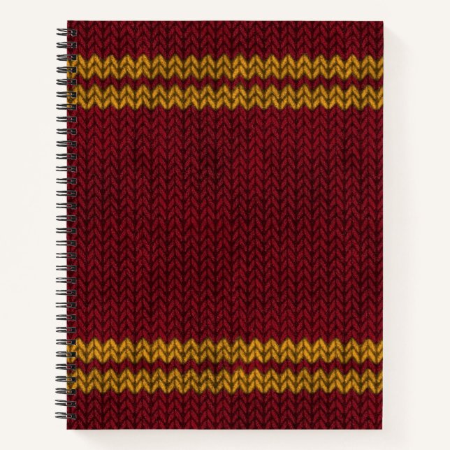 Red Knit-look Stripe Pattern Notebook (Front)