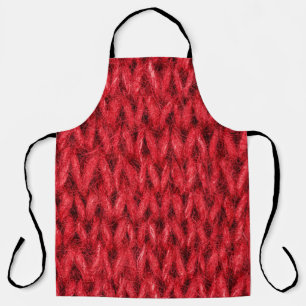 Red knitting wool texture background. apron