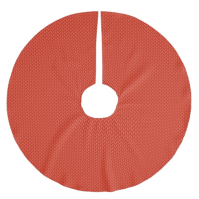 Red knitting wool texture background brushed polyester tree skirt (Front)