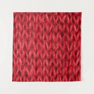 Red knitting wool texture background. tapestry