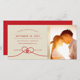 Red Knot Double Happiness Chinese Wedding Photo Save The Date