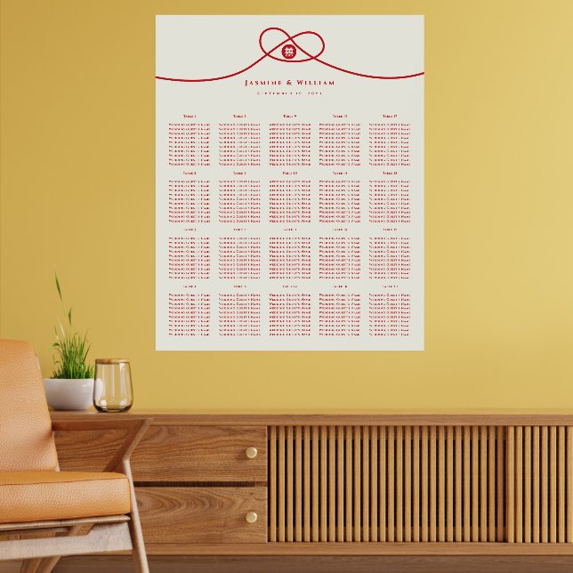 Red Knot Double Happiness Wedding Seating Chart (Living Room 2)