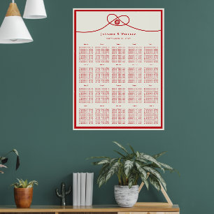 Red Knot Double Happiness Wedding Seating Chart