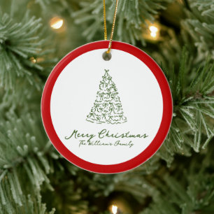 Red Knot Modern Christmas Ceramic Ornament