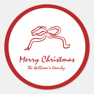 Red Knot Modern Christmas Classic Round Sticker