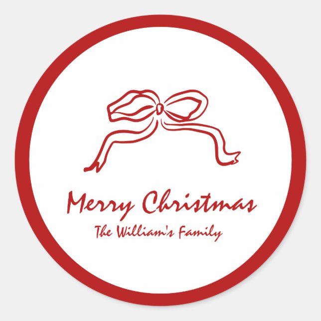 Red Knot Modern Christmas Classic Round Sticker (Front)