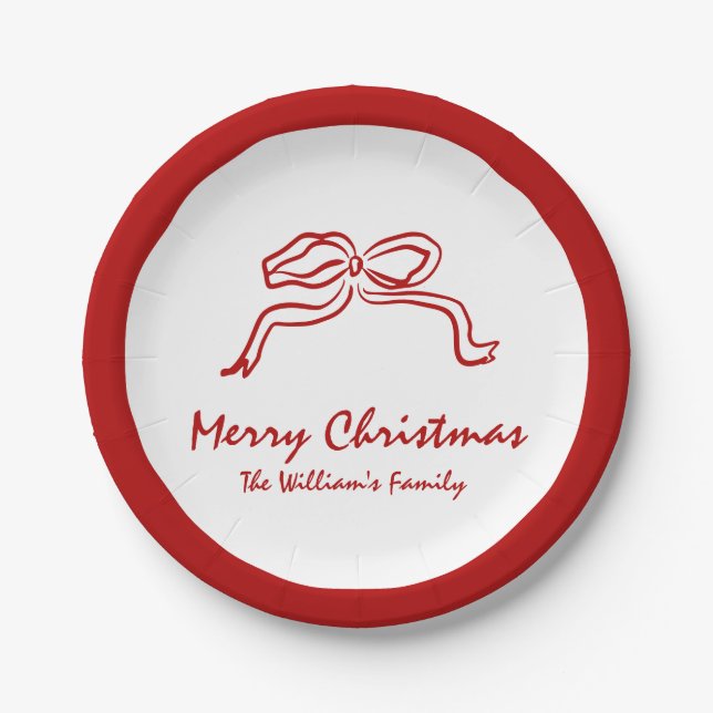 Red Knot Modern Christmas  Paper Plate (Front)