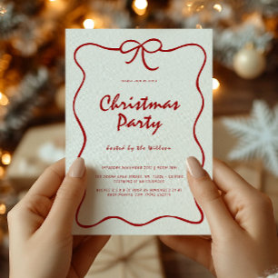 Red Knot Modern Christmas Party Invitation