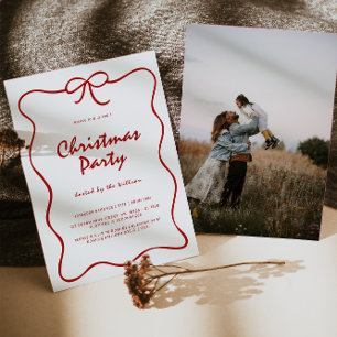 Red Knot Modern Christmas Party Invitation