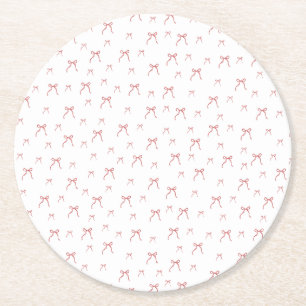 Red Knot Modern Christmas Round Paper Coaster
