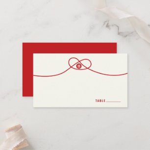 Red Knot Union 囍 Double Happiness Chinese Wedding Place Card