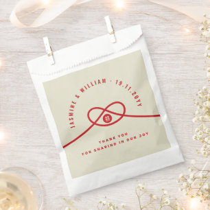 Red Knot Union Double Happiness Chinese Wedding Favour Bag