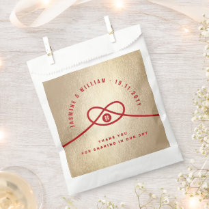 Red Knot Union Double Happiness Chinese Wedding Favour Bag