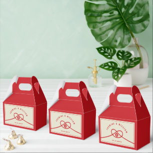 Red Knot Union Double Happiness Chinese Wedding Favour Box