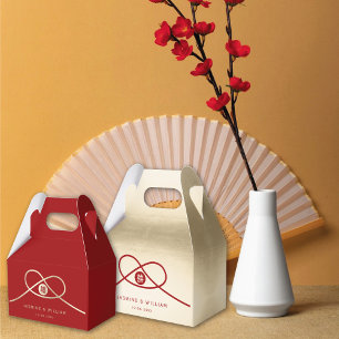 Red Knot Union Double Happiness Chinese Wedding Favour Box