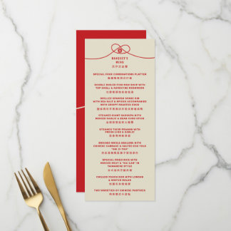 Red Knot Union Double Happiness Chinese Wedding Menu