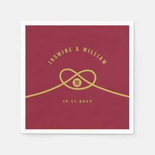 Red Knot Union Double Happiness Chinese Wedding Napkin