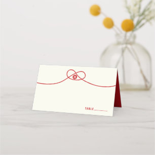 Red Knot Union Double Happiness Chinese Wedding Place Card