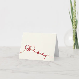Red Knot Union Double Happiness Chinese Wedding Thank You Card
