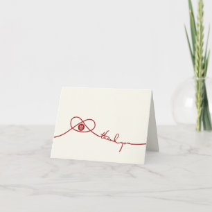 Red Knot Union Double Happiness Chinese Wedding Thank You Card