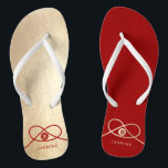 Red Knot Union Double Happiness Chinese Wedding Thongs<br><div class="desc">Modern minimalist double happiness knot of union, love and marriage in red and gold. The double happiness is a classic and auspicious symbol used in all chinese, oriental and asian weddings. Designed by fat*fa*tin. Easy to customise with your own text, photo or image. For custom requests, please contact fat*fa*tin directly....</div>