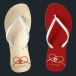 Red Knot Union Double Happiness Chinese Wedding Thongs<br><div class="desc">Modern minimalist double happiness knot of union, love and marriage in red and gold. The double happiness is a classic and auspicious symbol used in all chinese, oriental and asian weddings. Designed by fat*fa*tin. Easy to customise with your own text, photo or image. For custom requests, please contact fat*fa*tin directly....</div>