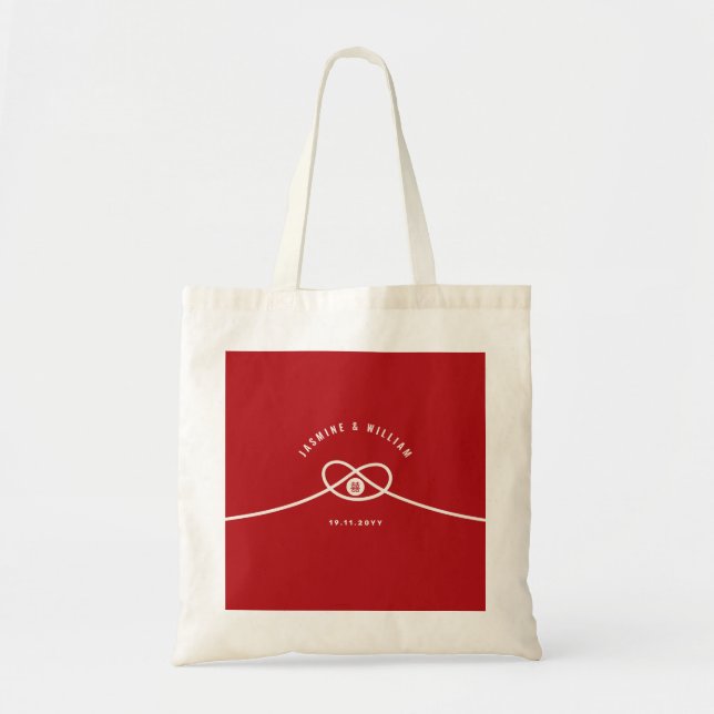 Red Knot Union Double Happiness Chinese Wedding To Tote Bag (Front)