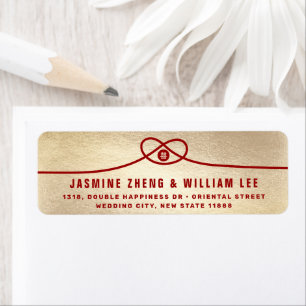Red Knot Union Double Happiness Wedding Address Return Address Label
