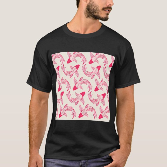 Red Koi (Faux) Fish Pattern T-Shirt (Front)