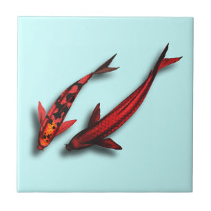 Red Koi Fish Ceramic Tile