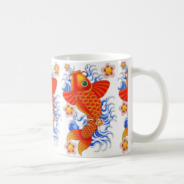 RED KOI FISH DESIGN COFFEE MUG (Right)