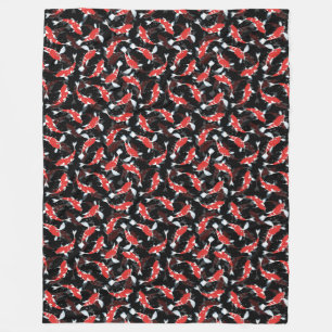 Red Koi Fish Pattern Fleece Blanket