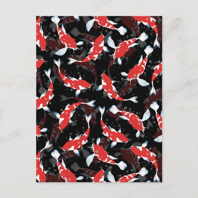 Red Koi Fish Pattern Postcard (Front)