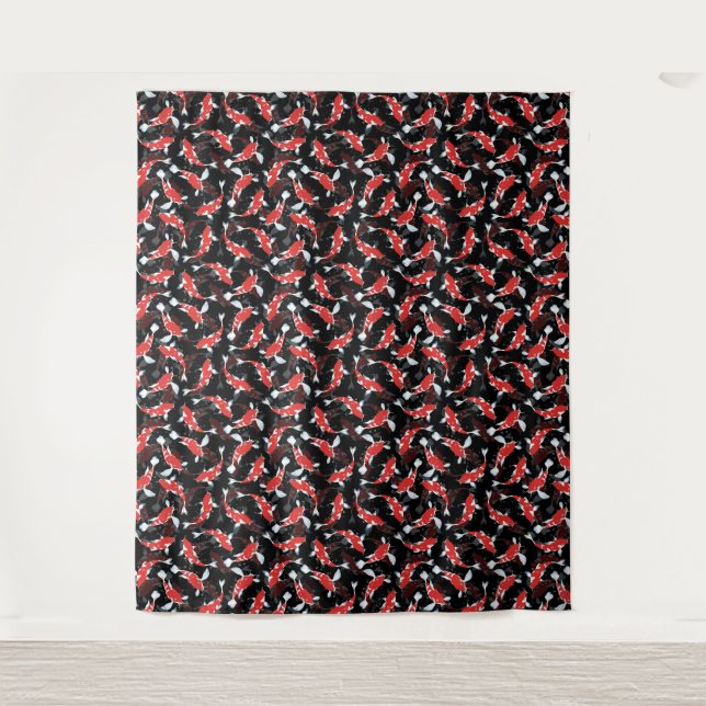 Red Koi Fish Pattern Tapestry (Front)