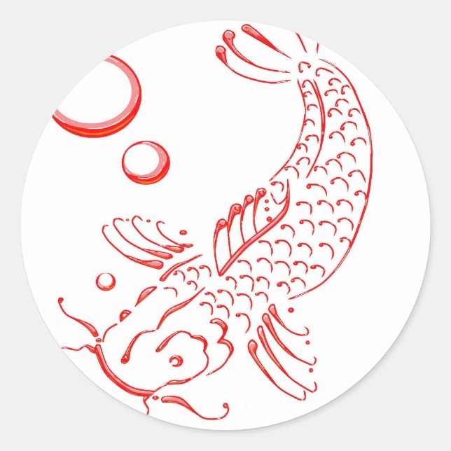 Red Koi modern design Classic Round Sticker (Front)
