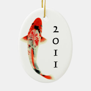 Red Koi with Year Ceramic Tree Decoration