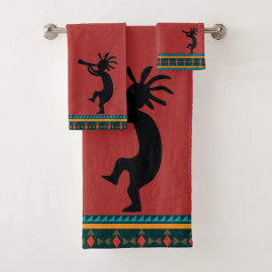 Red Kokopelli Bath Towel Set