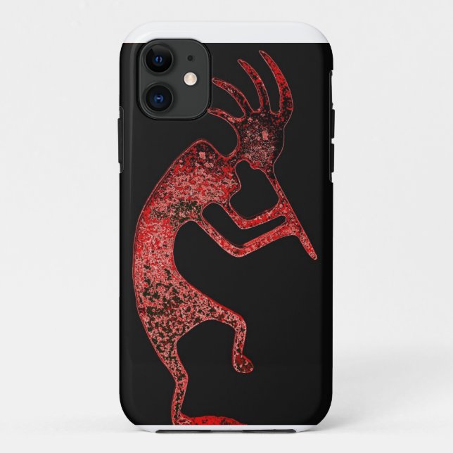 red kokopelli on black background case (Back)
