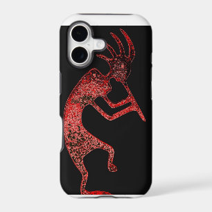 red kokopelli on black background case
