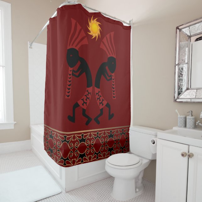 Red Kokopelli Shower Curtain (In Situ)